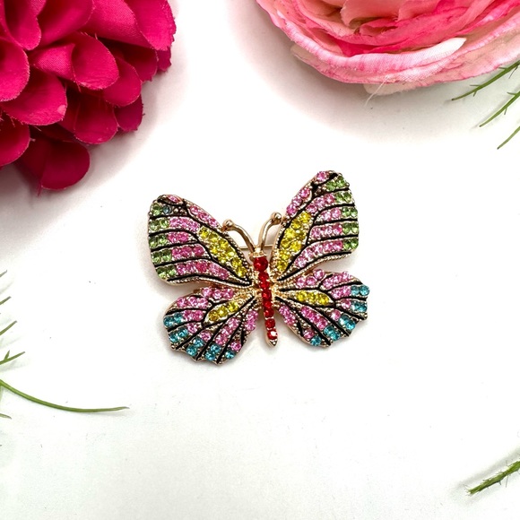 Jewelry - NEW⚜️Butterfly Colorful Crystal Embellished Brooch